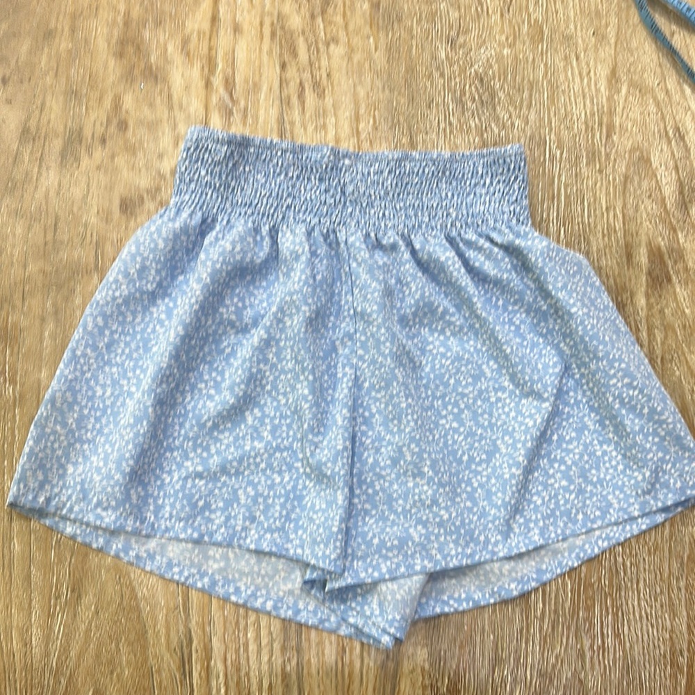 Smocked Blue Floral Shorts XS